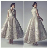 vintage sexy v neck hi lo prom lace appliques evening gown unique design vestido de festa 2020 mother of the bride dresses