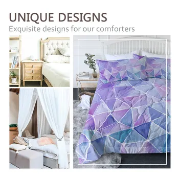 BlessLiving Geometric Summer Blanket Watercolor Air-conditioning Comforter Violet Lilac Bedspread Nodic Thin Quilt Queen edredon 2