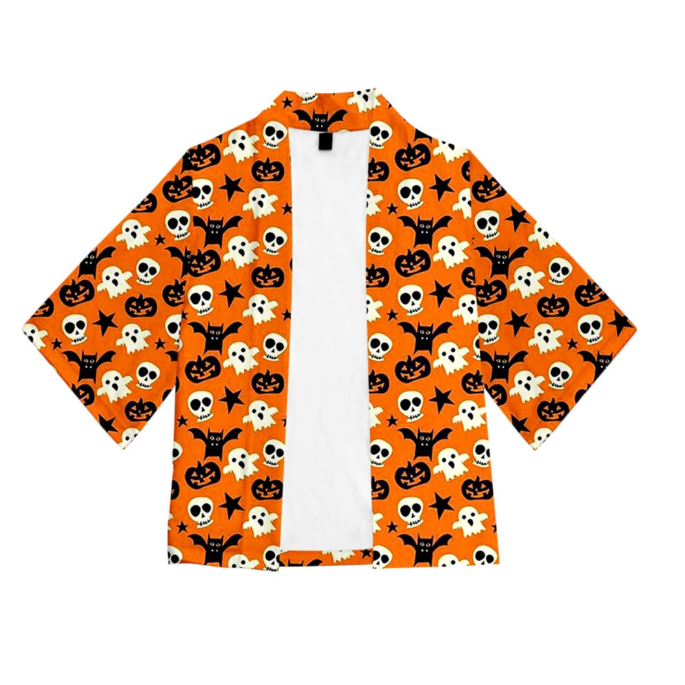 Креативный Хэллоуин 3D-напечатанный японский Кимоно Хаори Юката для косплея для женщин/мужчин Летняя повседневная короткая рукавная уличная футболка.