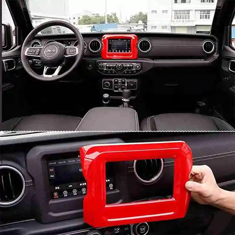 

Color GPS Navigation Panel Cover frame Trim Bezel For 2018-2020 Can 4 Choose Jeep Wrangler Color X5F7