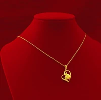 long no fade korean 24k gold necklace female wedding engagement jewelry elegant pendant necklace chocker for girl birthday gift