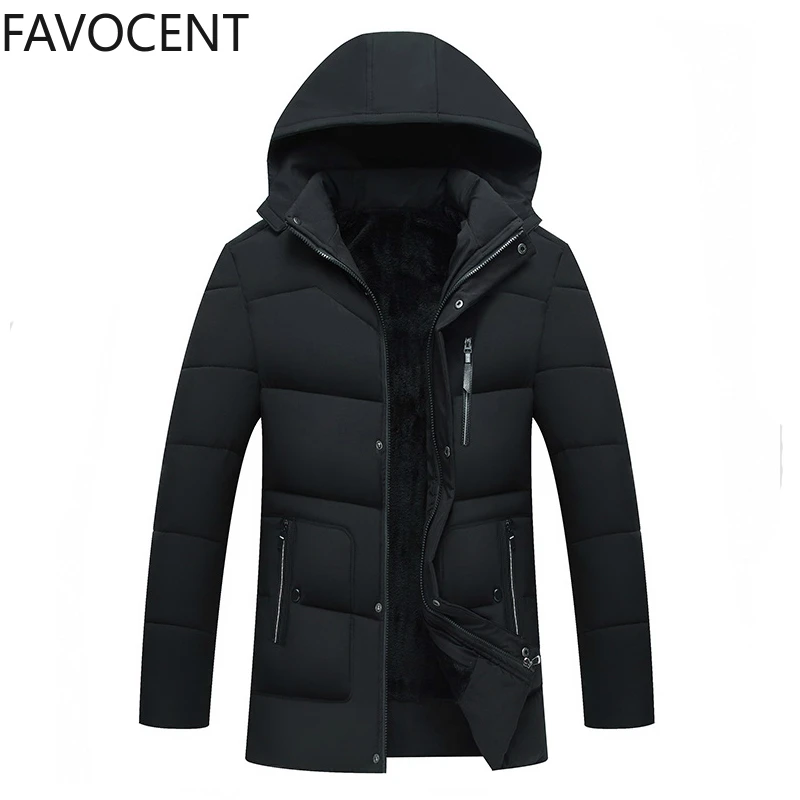 Мужская теплая куртка с капюшоном повседневная хлопковая парка защитой от