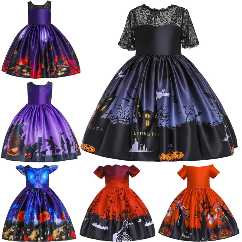 

New Fashion 3D printing Halloween costume Princess Dresses For Girl Halloween Style party dress cosplay