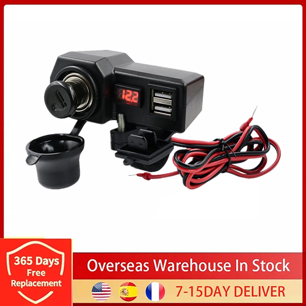 

3.4A 10-24V Motorcycle Dual USB Charger Power Adapter Motorbike Handbar USB Port Cigarette Lighter Socket Moto Accessories