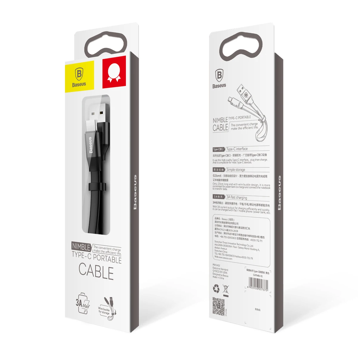 Baseus usb type c кабель короткий 20 см 3A Быстрая зарядка данных для samsung s8 s9 huawei oneplus 6 xiaomi 9 note 7 usb c кабель Android