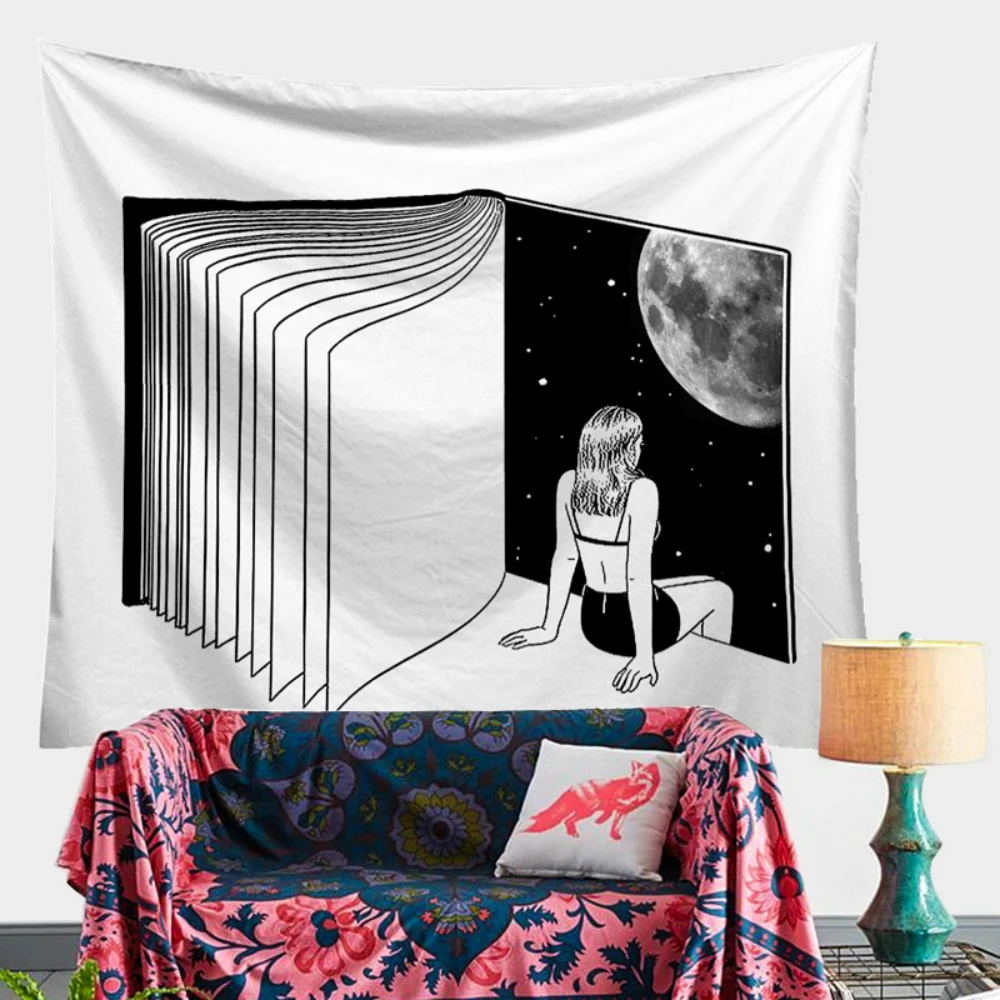 Черно белый настенный гобелен домашний декоративный коврик одеяло йога для дома