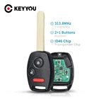 Брелок KEYYOU для автомобильного дистанционного ключа для Honda Odyssey 2005-2010 Pilot 2005-2008 , подходит для 313,8 МГц 2 + 1 кнопок, брелок управления чипом ID46