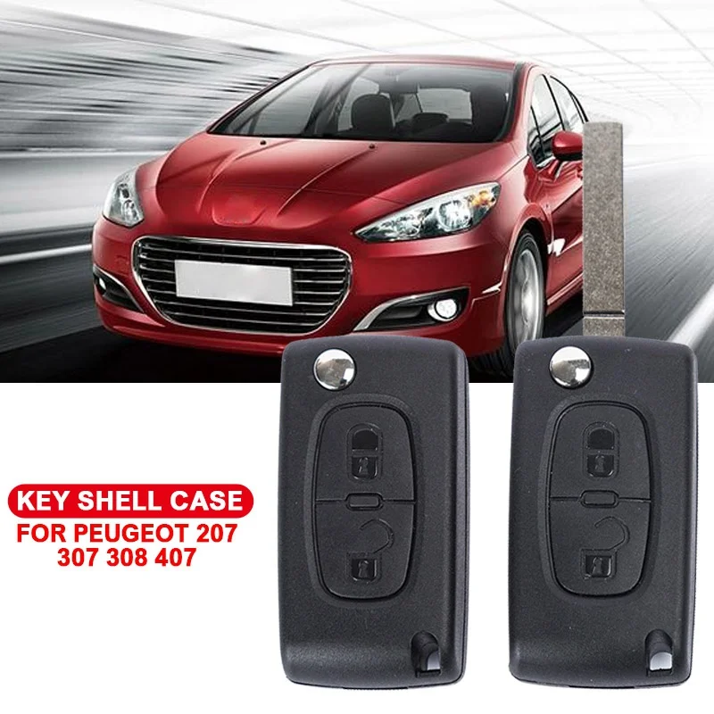 

Pcmos сменный дистанционный 2 кнопочный флип-чехол для ключей для PEUGEOT 207 307 308 407 чехол для ключей для автомобиля черный новый