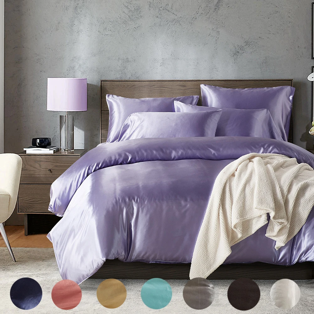 Атласный Шелковый комплект постельного белья Роскошный Королевский размер