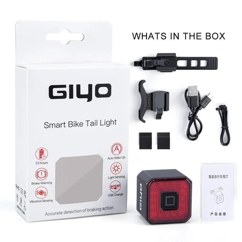 

Smart Bicycle Tail Rear Light Brake USB Cycling Taillight Bike Lamp Auto Stop LED Back Rechargeable Safety