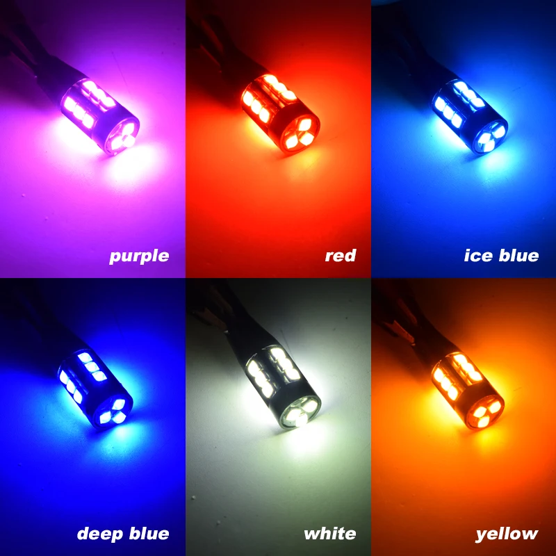 

1pcs T10 LED W5W LED Bulb 3030 SMD 168 194 5W5 Car Accessories Clearance Lights Reading Lamp Auto 8-80V 6000K White Amber Red