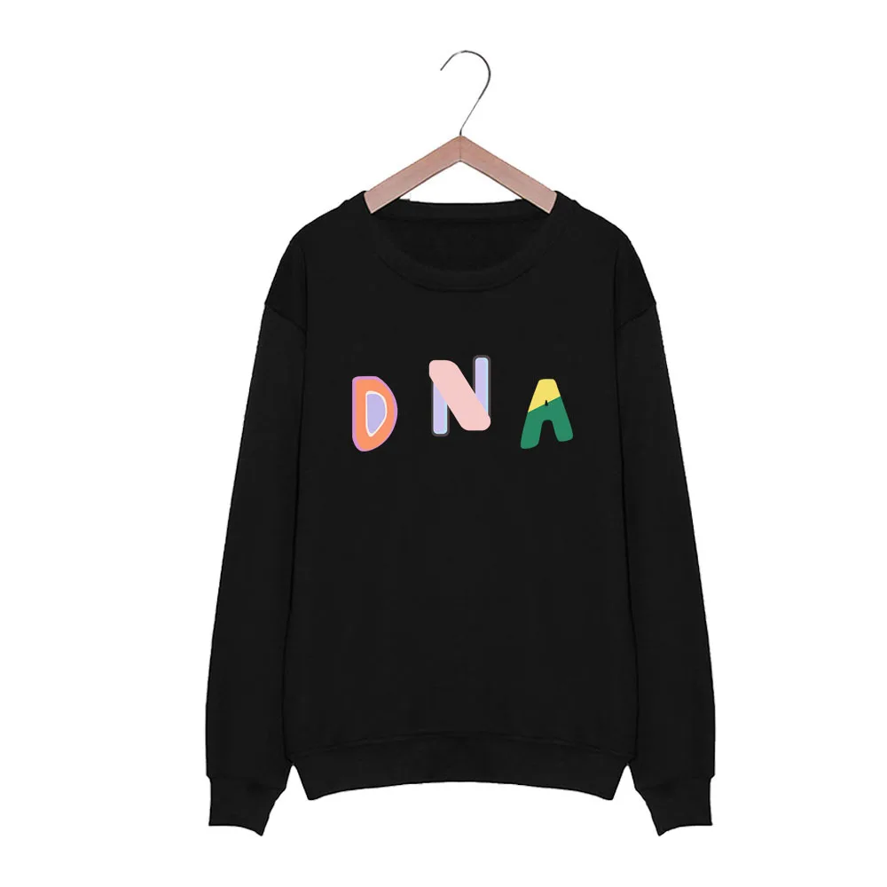 Новинка, корейская мода, Kpop, толстовка с капюшоном, Harajuku, о-образный вырез, худи, уличная одежда, хип-хоп топы, женские, Kawaii K-pop, DNA, толстовка, одежда