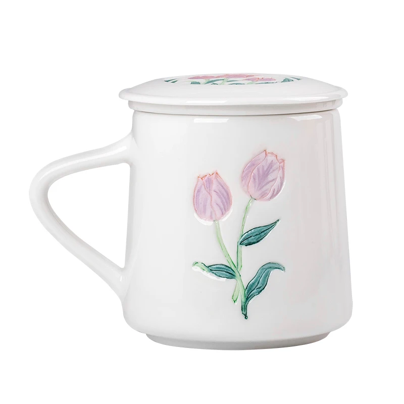 

Chinese Color Geometric Mug Reusable Round Tea Creative Ceramic Mug Coffee Cute with Handle Kubek Ceramiczny Home Life BL50MK