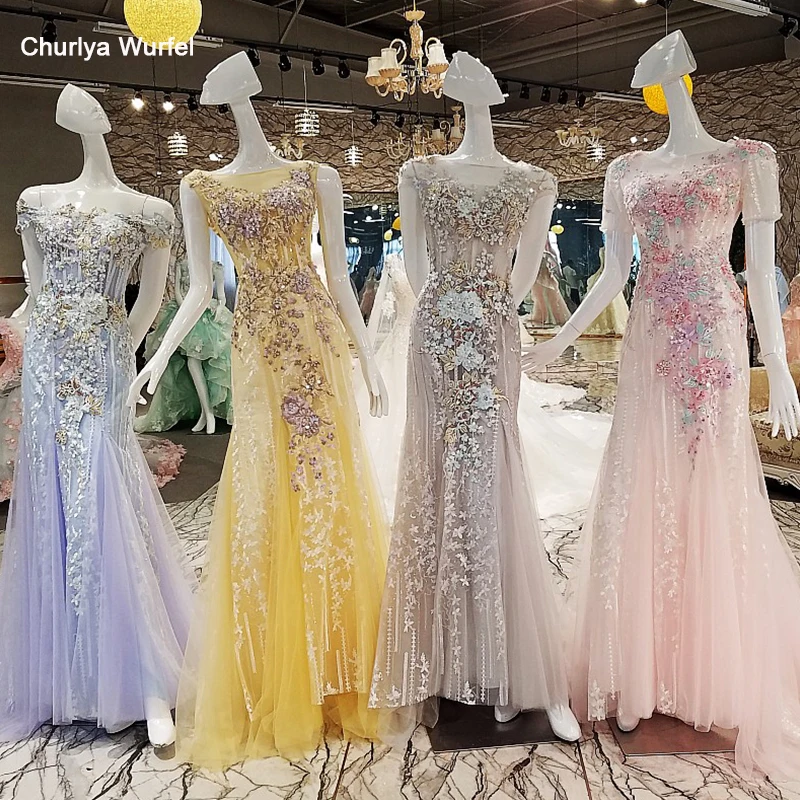 LS00200 Fashion mermaid evening dress zipper back beading appliqued lace formal for wedding prom | Вечерние платья
