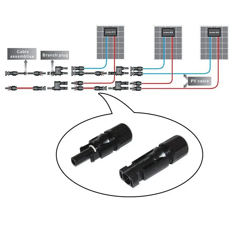 5 Pair MC4 Male/Female Solar Panel Cable Connectors Double Seal Rings for Better Waterproof Effect |