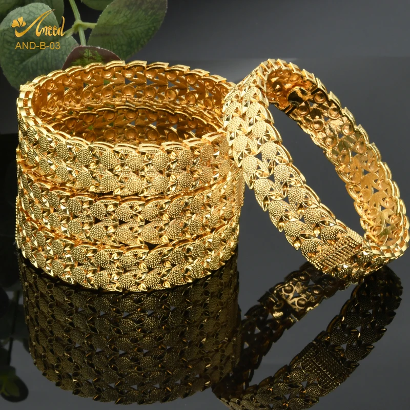 

ANIID Bangle For Women Indian Jewelry Dubai 24K Gold Plated Luxury Brand African Accesoires Vintage Fashion Ethiopian Braclets