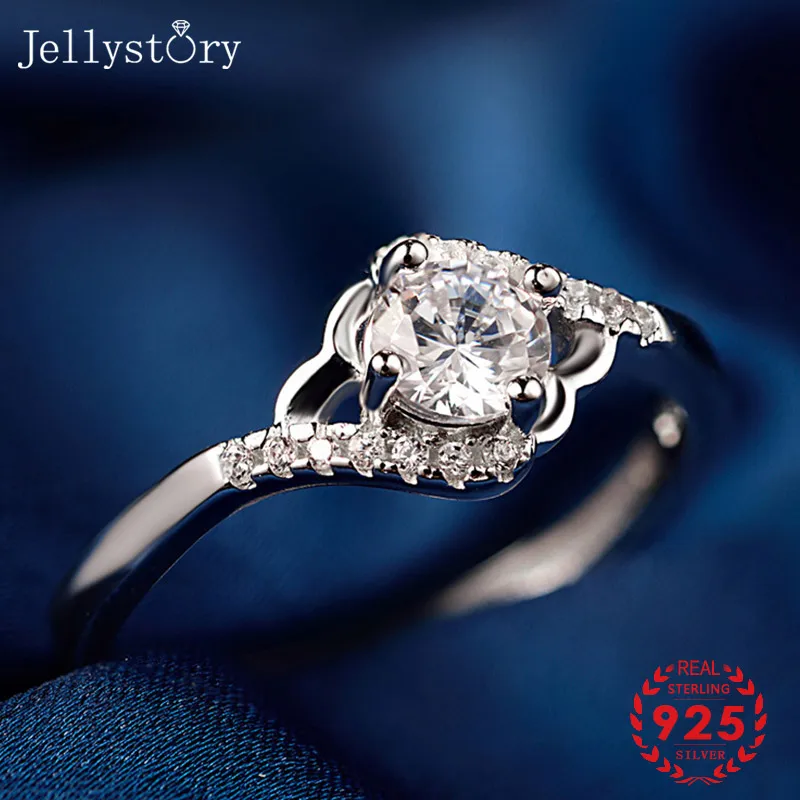 Элегантное серебряное кольцо Jellystory 925 ювелирные изделия для женщин круглые