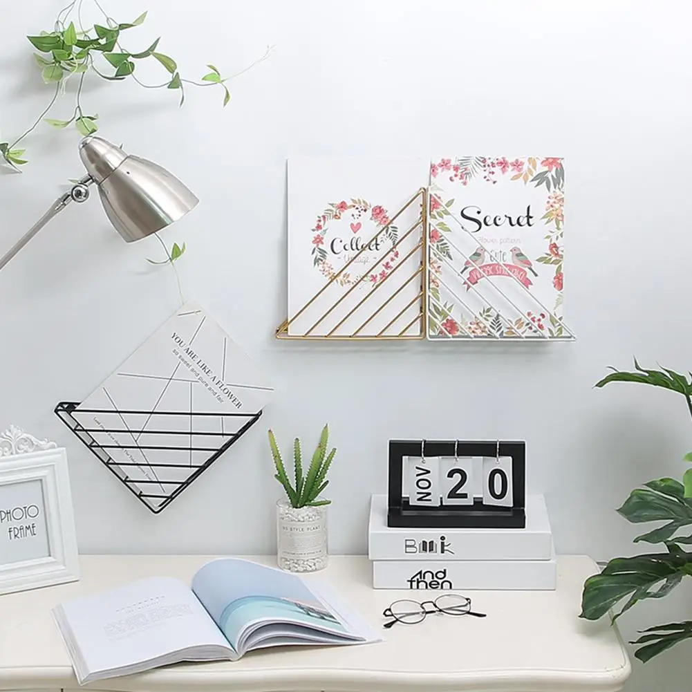 Простая железная настенная книжная полка стойка для журналов декоративная