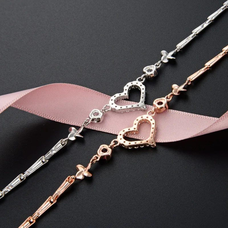 Женский браслет из серебра 925 пробы в форме сердца | Украшения и аксессуары