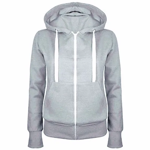 Light Grey 5 цветов, модные женские толстовки с капюшоном, осень, новинка, простой тонкий женский цвет, подходящая уличная хип-хоп карманная верхняя одежда, пальто - Цвет: Light Grey