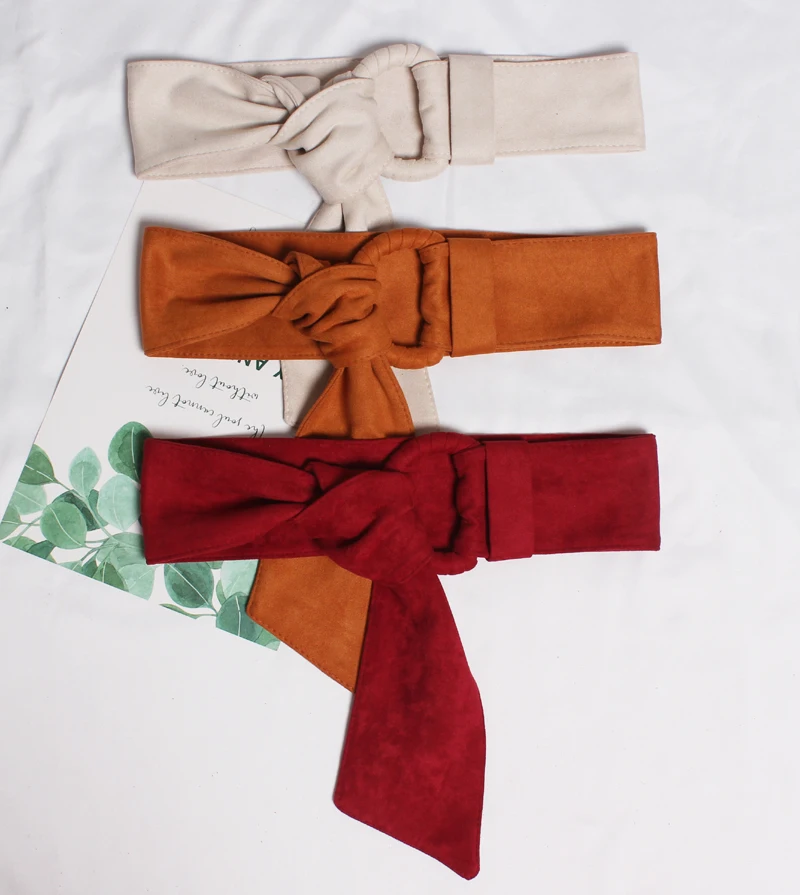 [EAM] винно-красный замшевый ремень с большой пряжкой и разрезом длинный широкий