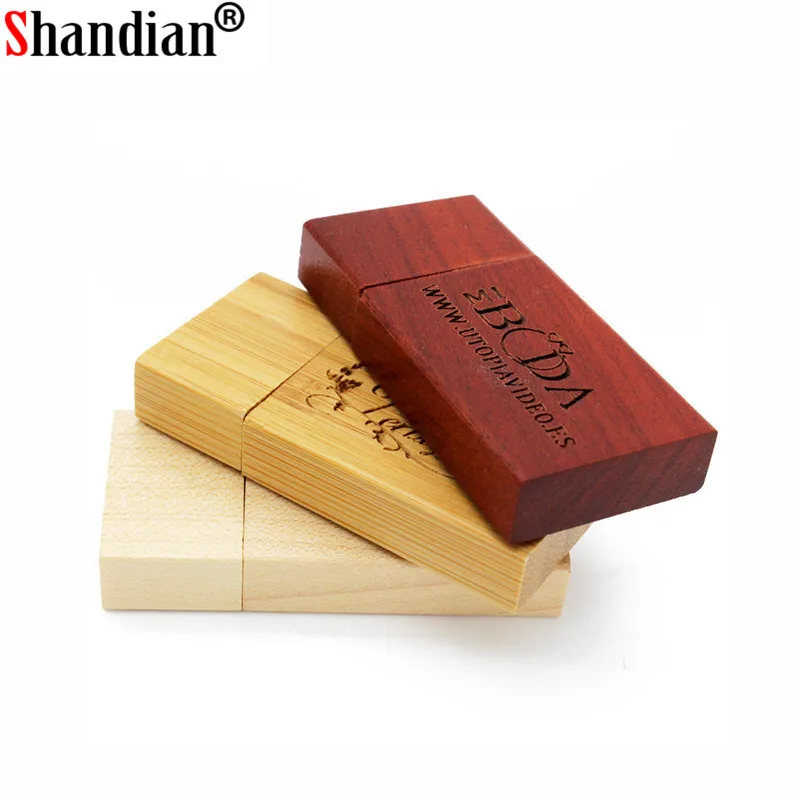 Свободный изготовленный на заказ логотип деревянный блок флеш-диск USB 2 0