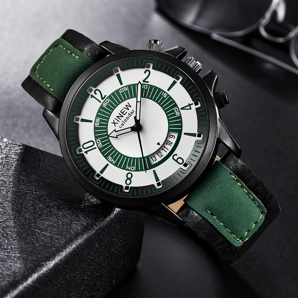 

Mens Leather Watches Date Gifts Quartz Watch