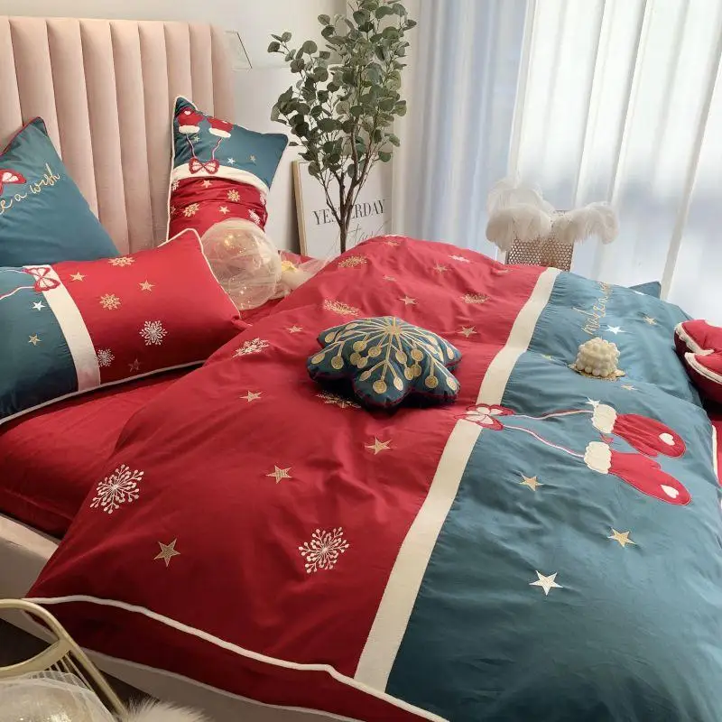 Комплект постельного белья из 4/8 предметов с рождественскими снежинками