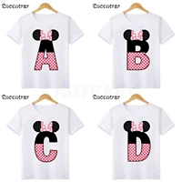 baby girls pink mouse 26 letters print t shirt cartoon funny kids t shirts boys clothes children summer topshkp2464