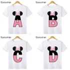 Одежда для маленьких девочек; Цвет розовый коврик для мыши 26 с буквенным принтом Футболка со смешными героями из мультфильмов детские футболки, одежда для мальчиков летние футболки для детей, HKP2464