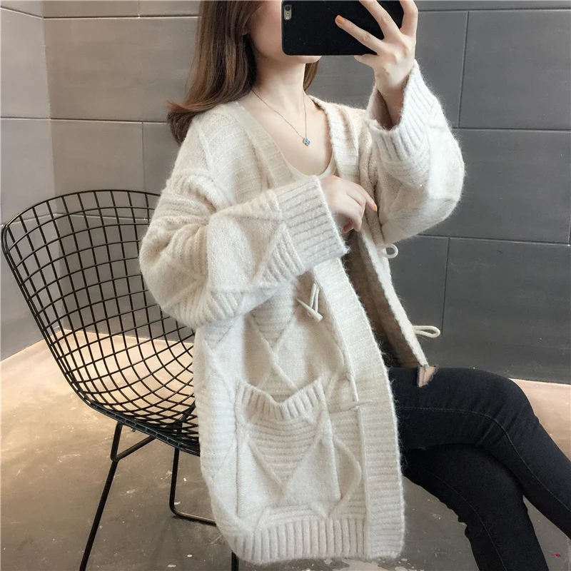 Кардиган трикотажный в полоску с V-образным вырезом и карманами [20738] 77 |