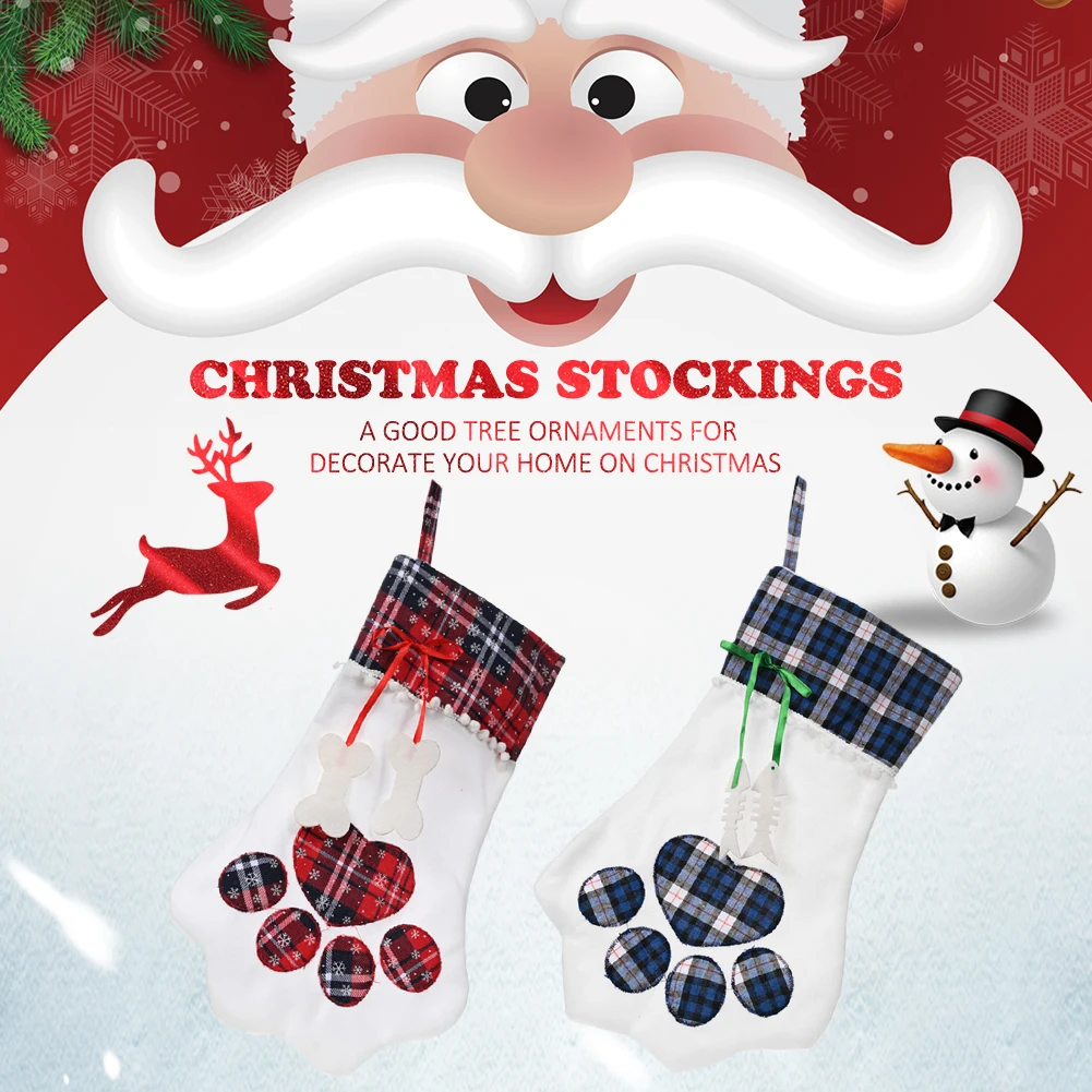 Рождественские домашние украшения рождественские носки в клетку с когтями для