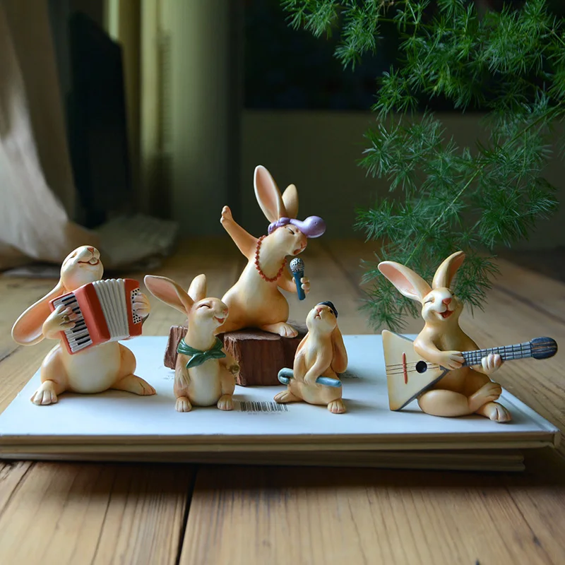 Креативные украшения в виде кролика Поющая музыка Фигурка животного офисное и
