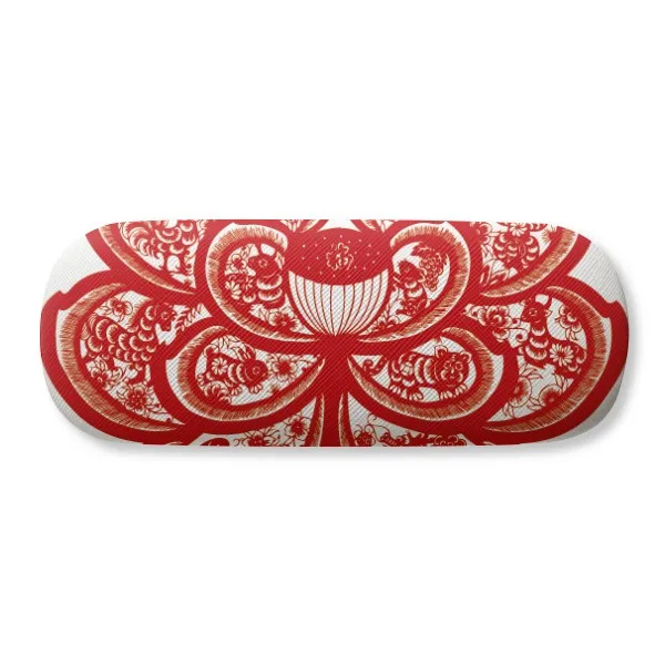 

Lotus Chinese Zodiac Paper Cut Flower Animal Glasses Case Eyeglasses Clam Shell Holder Storage Box