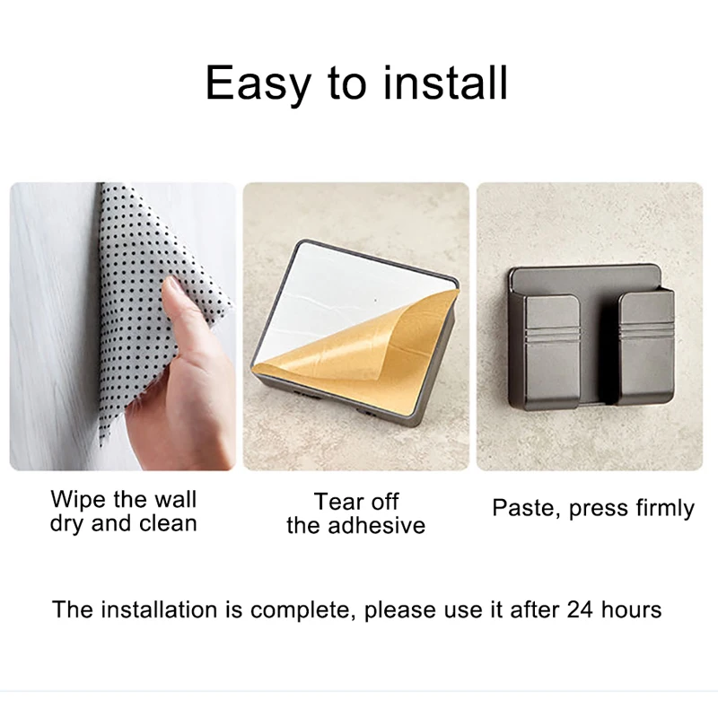 wall phone holder remote control mobile phone plug holder charging stand punch free paste home mounted organizer storage box new free global shipping