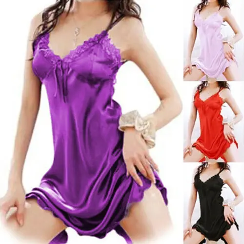 

Newest Trendy sexy lace v-neck Lady Lingerie Sleepwear Sleepshirts Summer Nuisette Women Babydoll Robe Underwear Night Dress