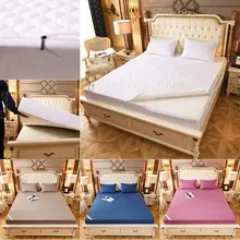 Thicken Quilted Sheets With Zipper Mattress Cover, Six-sided Full Dust Cover Queen/King/Twin Custom Size Bedspread 160x200
