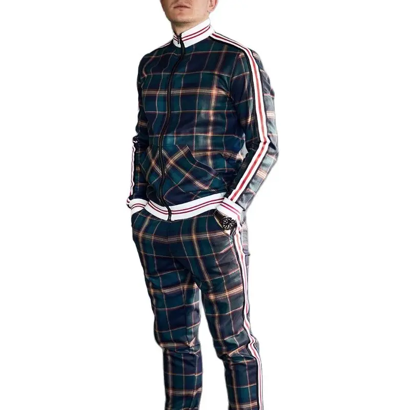 

2021 Men's Suit Autumn Casual Men's Jacket European and American Trendy Brand Large Size Sportswear Two-piece Digital Printing