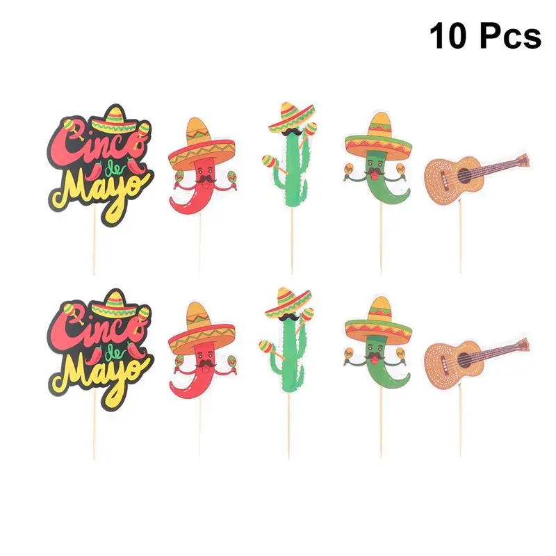 10 шт. соломенная шляпа с мексиканской тематикой для торта дизайн кактуса кексы