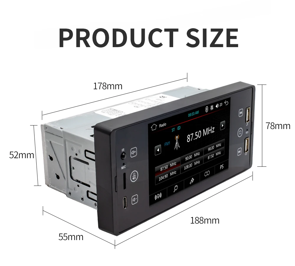 MOPECT 1 Din 5-дюймовый автомобильный MP5 FM Радио Видео Bluetooth плеер HD IPS музыкальный