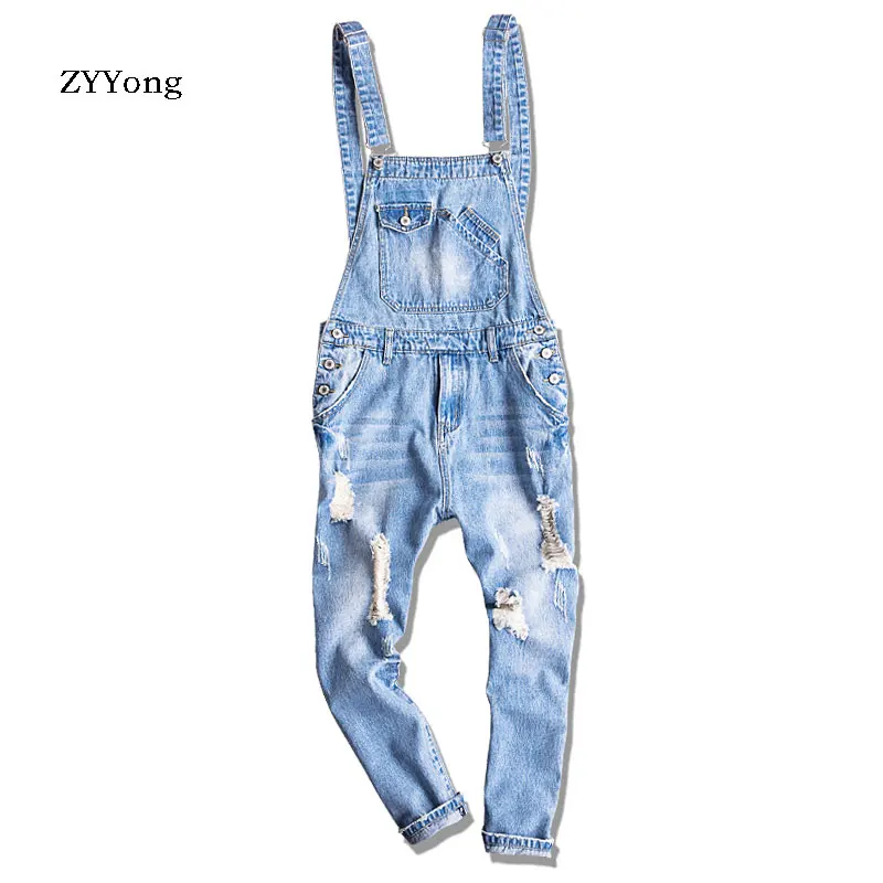 Летние рваные комбинезоны Для Мужчин's Джинсовый комбинезон Детский из