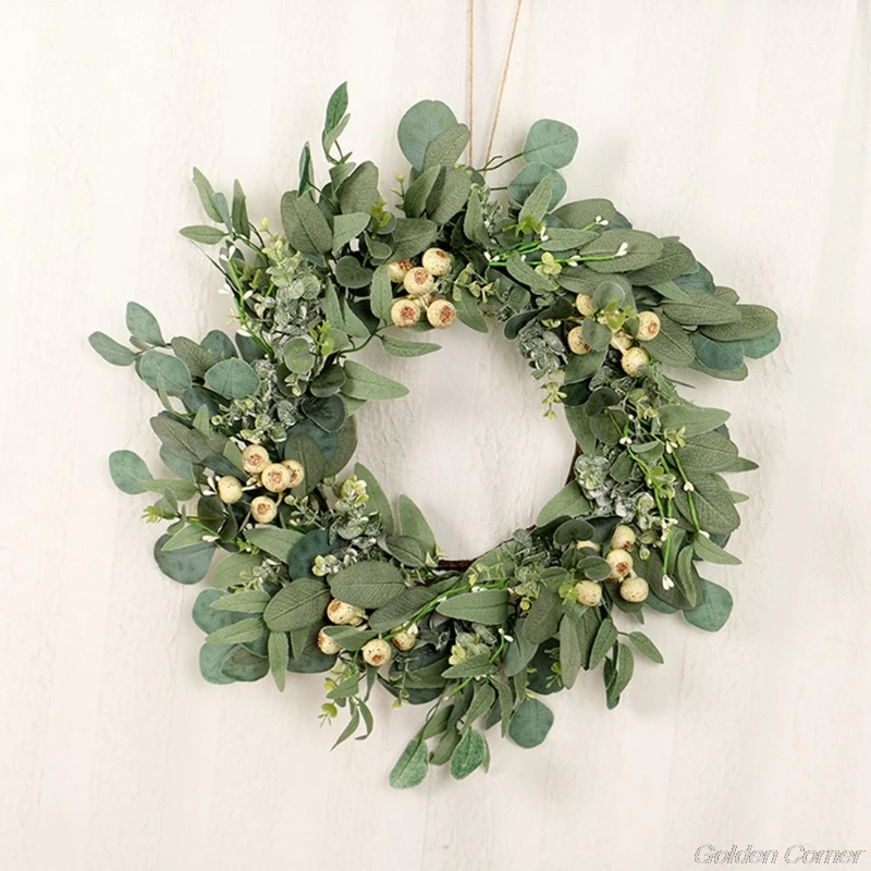 

Artificial green eucalyptus ginkgo door hanging holiday door wall window decoration celebration wreath J27 21 Dropshipping