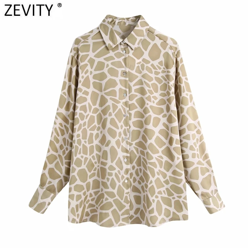 Женская блузка Zevity с леопардовым принтом повседневная деловая шикарные атласные