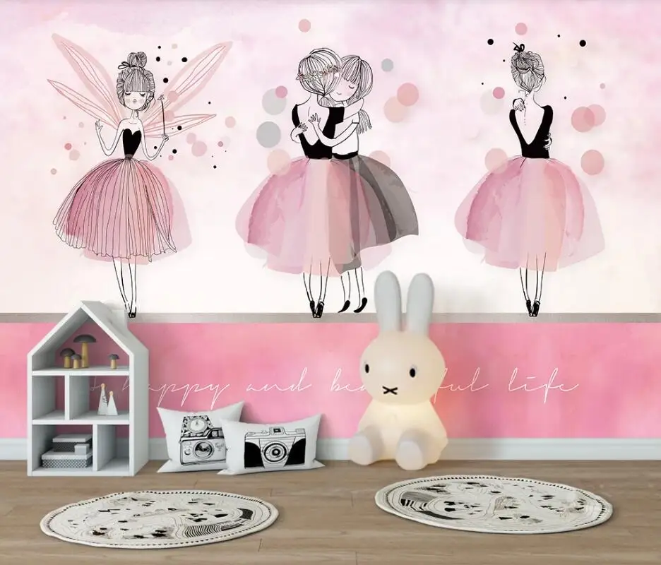 AINYOOUSEM розовая роза балерина девушка фон для детской комнаты обои из бумаги 3d