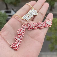 2021 new enamel custom bubble letter name necklace women pave outline personality custom nameplate necklace zircon pendant gift