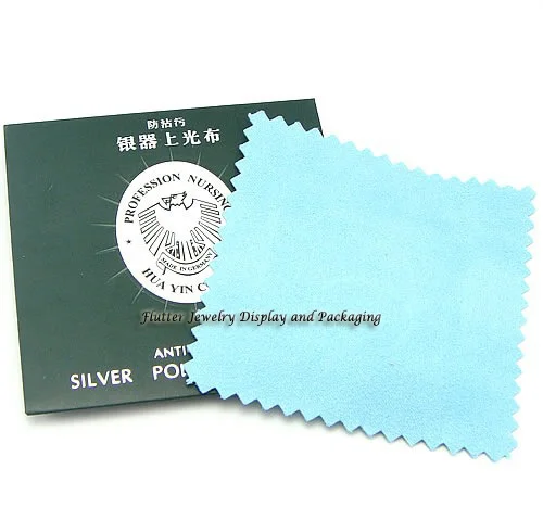 

50pcs/lot Flannelette 925 Sterling Silver Jewelry Polishing Cloth Cleaning Cloth Cleaner with Paper Bag Package