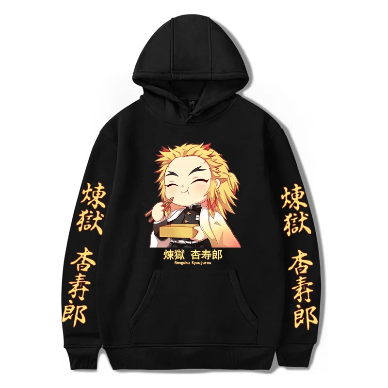 

Anime Demon Slayer Hip Hop Manga Hoodie Japanese Streetwear Chibi Rengoku Eating Women Men Spring Autumn Hoodies Sweatshirts