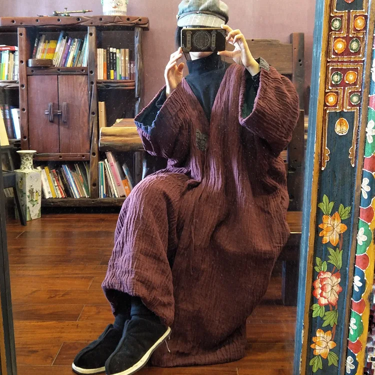 Женский двойной льняной Тренч Johnature винтажный кардиган с вышивкой в китайском