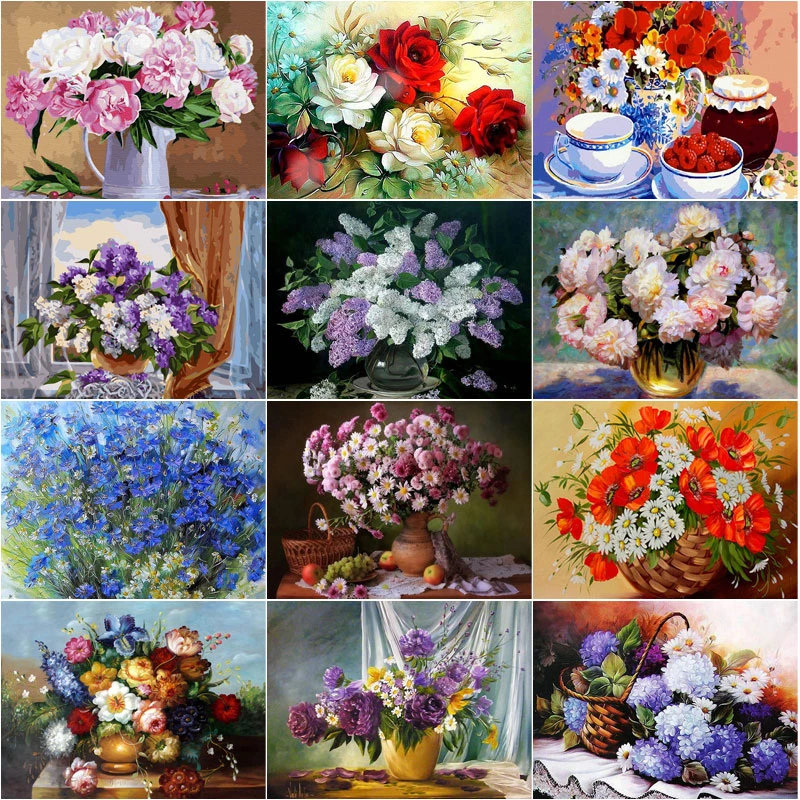 

Diy 5D Diamond Painting Wall Art French Painting Flowers Full Square & Round Embroidery Mosaic Cross Stitch Home Decoration Gift