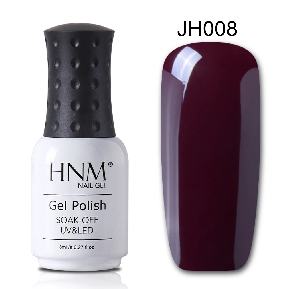 wine red 008 HNM 8 мл серый фиолетовый серия цвет уф-гель для ногтей светодиодный лампа гель-лак замачиваемый гибридный лак краска штамповка топ основа лак - Цвет: wine red 008